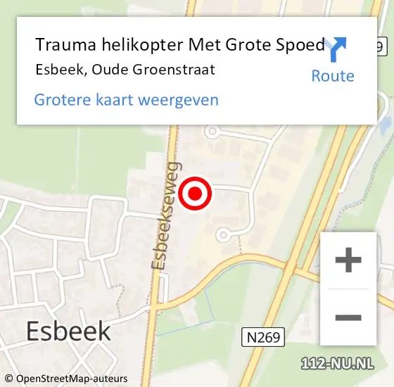 Locatie op kaart van de 112 melding: Trauma helikopter Met Grote Spoed Naar Esbeek, Oude Groenstraat op 30 juni 2024 15:44