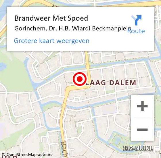 Locatie op kaart van de 112 melding: Brandweer Met Spoed Naar Gorinchem, Dr. H.B. Wiardi Beckmanplein op 30 juni 2024 16:02