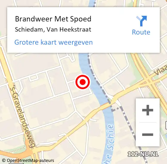 Locatie op kaart van de 112 melding: Brandweer Met Spoed Naar Schiedam, Van Heekstraat op 30 juni 2024 16:03