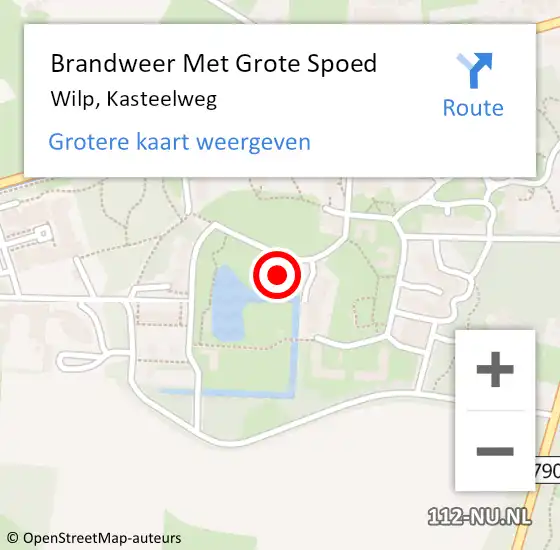 Locatie op kaart van de 112 melding: Brandweer Met Grote Spoed Naar Wilp, Kasteelweg op 30 juni 2024 16:10