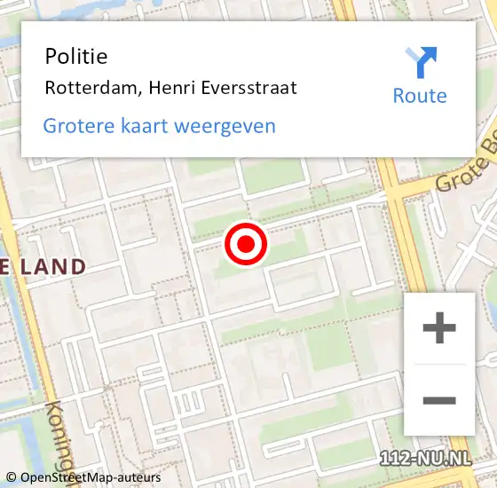 Locatie op kaart van de 112 melding: Politie Rotterdam, Henri Eversstraat op 30 juni 2024 16:24