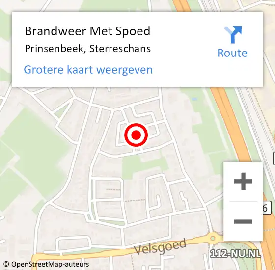 Locatie op kaart van de 112 melding: Brandweer Met Spoed Naar Prinsenbeek, Sterreschans op 30 juni 2024 16:24