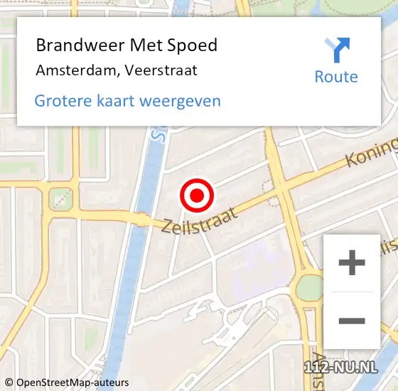 Locatie op kaart van de 112 melding: Brandweer Met Spoed Naar Amsterdam, Veerstraat op 30 juni 2024 16:25