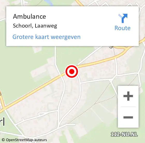 Locatie op kaart van de 112 melding: Ambulance Schoorl, Laanweg op 30 juni 2024 16:41