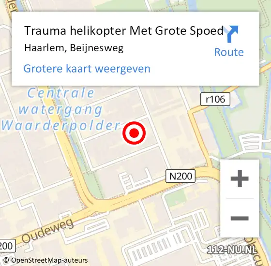 Locatie op kaart van de 112 melding: Trauma helikopter Met Grote Spoed Naar Haarlem, Beijnesweg op 30 juni 2024 16:52