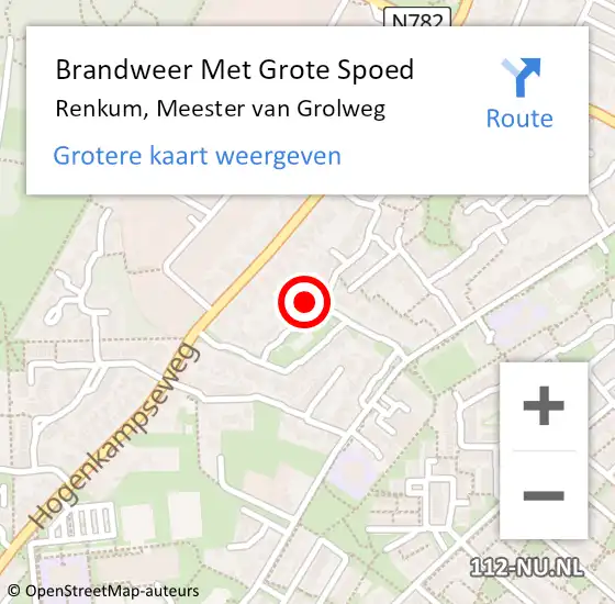 Locatie op kaart van de 112 melding: Brandweer Met Grote Spoed Naar Renkum, Meester van Grolweg op 30 juni 2024 17:02