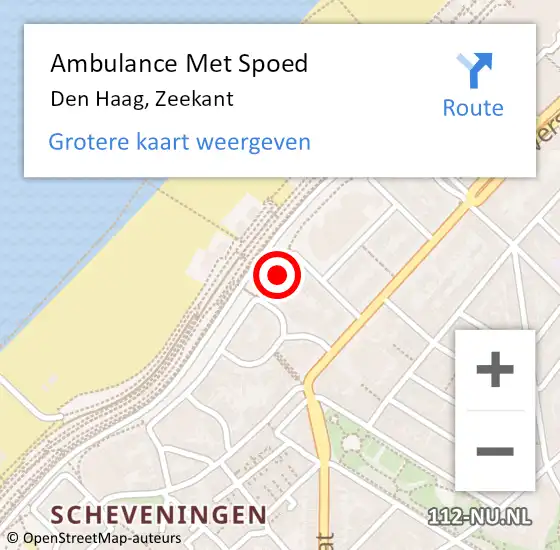Locatie op kaart van de 112 melding: Ambulance Met Spoed Naar Den Haag, Zeekant op 30 juni 2024 17:05