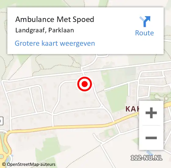 Locatie op kaart van de 112 melding: Ambulance Met Spoed Naar Landgraaf, Parklaan op 11 oktober 2014 11:39