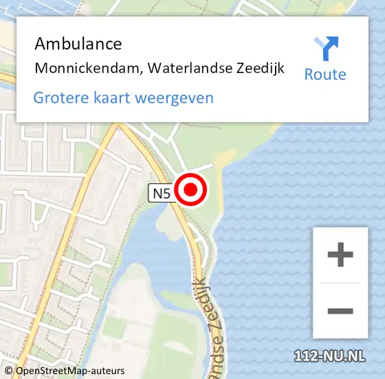 Locatie op kaart van de 112 melding: Ambulance Monnickendam, Waterlandse Zeedijk op 30 juni 2024 17:36