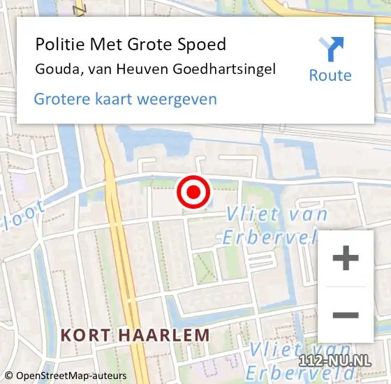 Locatie op kaart van de 112 melding: Politie Met Grote Spoed Naar Gouda, van Heuven Goedhartsingel op 30 juni 2024 17:48