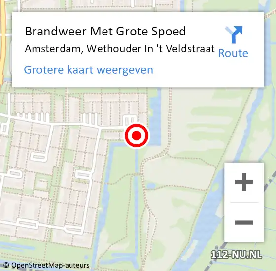 Locatie op kaart van de 112 melding: Brandweer Met Grote Spoed Naar Amsterdam, Wethouder In 't Veldstraat op 30 juni 2024 17:59