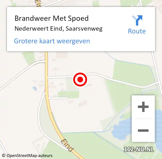 Locatie op kaart van de 112 melding: Brandweer Met Spoed Naar Nederweert Eind, Saarsvenweg op 30 juni 2024 18:03