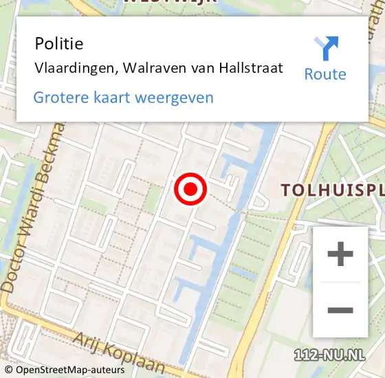 Locatie op kaart van de 112 melding: Politie Vlaardingen, Walraven van Hallstraat op 30 juni 2024 18:05