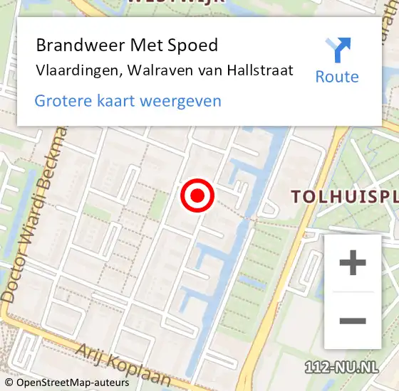 Locatie op kaart van de 112 melding: Brandweer Met Spoed Naar Vlaardingen, Walraven van Hallstraat op 30 juni 2024 18:06