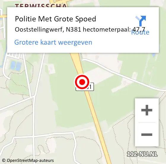 Locatie op kaart van de 112 melding: Politie Met Grote Spoed Naar Ooststellingwerf, N381 hectometerpaal: 47,7 op 30 juni 2024 18:17