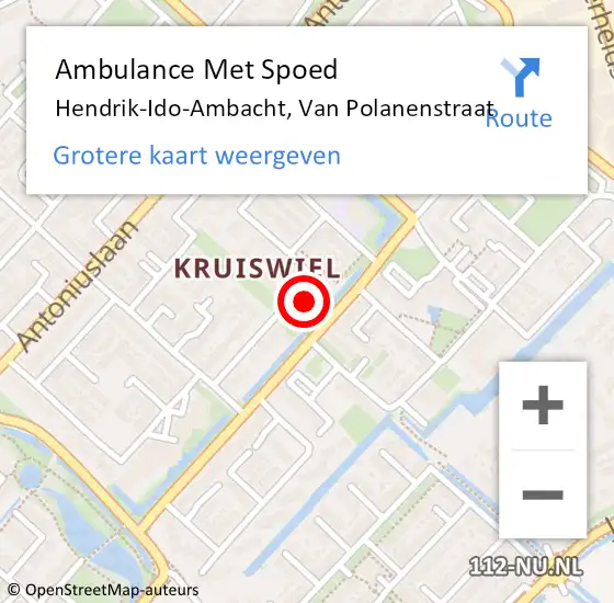 Locatie op kaart van de 112 melding: Ambulance Met Spoed Naar Hendrik-Ido-Ambacht, Van Polanenstraat op 30 juni 2024 18:19