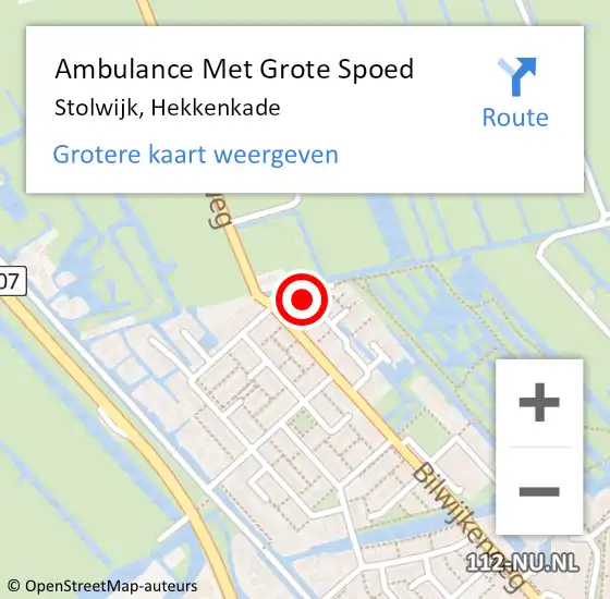 Locatie op kaart van de 112 melding: Ambulance Met Grote Spoed Naar Stolwijk, Hekkenkade op 30 juni 2024 18:25