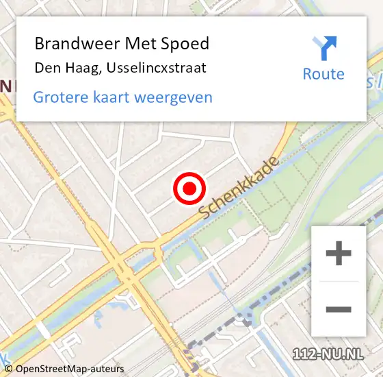 Locatie op kaart van de 112 melding: Brandweer Met Spoed Naar Den Haag, Usselincxstraat op 30 juni 2024 18:38
