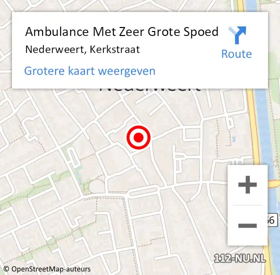 Locatie op kaart van de 112 melding: Ambulance Met Zeer Grote Spoed Naar Nederweert, Kerkstraat op 30 juni 2024 18:48