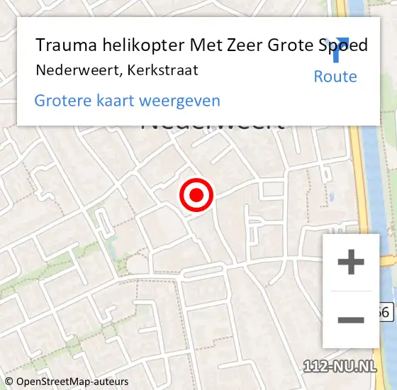 Locatie op kaart van de 112 melding: Trauma helikopter Met Zeer Grote Spoed Naar Nederweert, Kerkstraat op 30 juni 2024 18:50