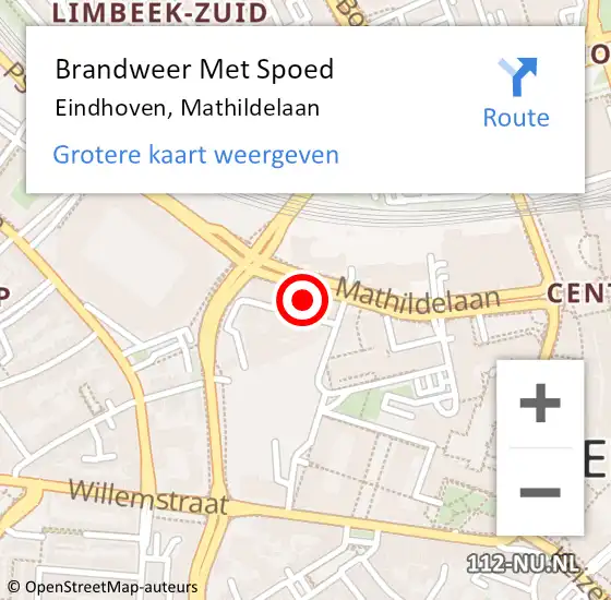 Locatie op kaart van de 112 melding: Brandweer Met Spoed Naar Eindhoven, Mathildelaan op 30 juni 2024 19:15