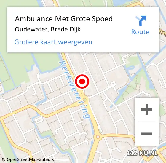 Locatie op kaart van de 112 melding: Ambulance Met Grote Spoed Naar Oudewater, Brede Dijk op 30 juni 2024 19:22