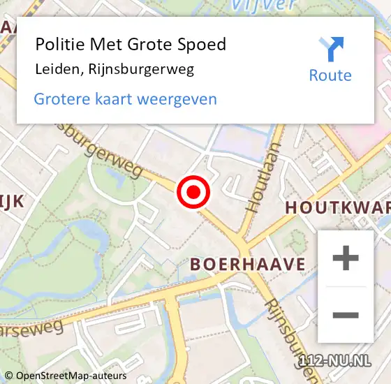 Locatie op kaart van de 112 melding: Politie Met Grote Spoed Naar Leiden, Rijnsburgerweg op 30 juni 2024 19:23