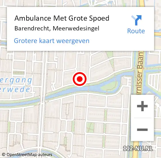 Locatie op kaart van de 112 melding: Ambulance Met Grote Spoed Naar Barendrecht, Meerwedesingel op 30 juni 2024 19:28