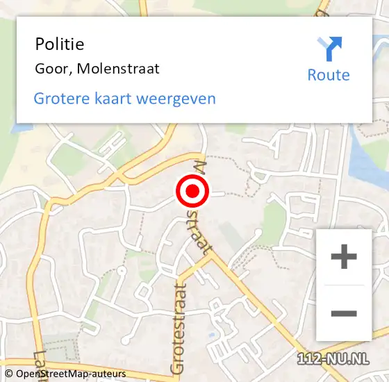 Locatie op kaart van de 112 melding: Politie Goor, Molenstraat op 30 juni 2024 19:30