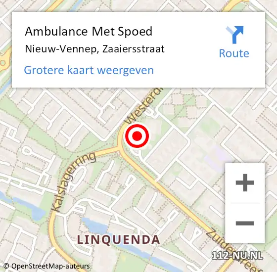 Locatie op kaart van de 112 melding: Ambulance Met Spoed Naar Nieuw-Vennep, Zaaiersstraat op 30 juni 2024 19:31