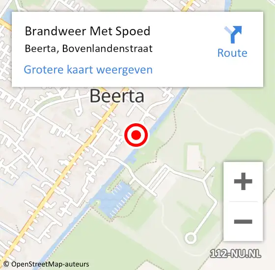 Locatie op kaart van de 112 melding: Brandweer Met Spoed Naar Beerta, Bovenlandenstraat op 30 juni 2024 19:36