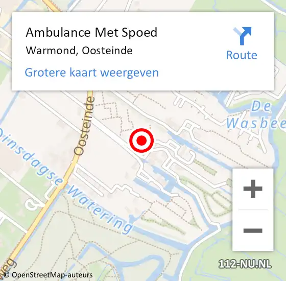 Locatie op kaart van de 112 melding: Ambulance Met Spoed Naar Warmond, Oosteinde op 30 juni 2024 19:51