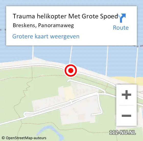 Locatie op kaart van de 112 melding: Trauma helikopter Met Grote Spoed Naar Breskens, Panoramaweg op 30 juni 2024 19:53