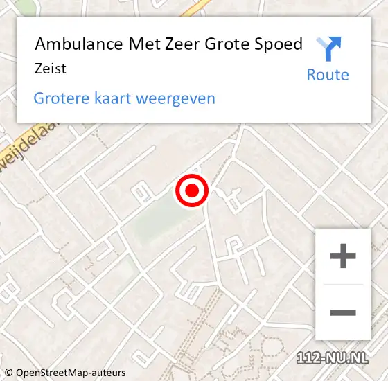 Locatie op kaart van de 112 melding: Ambulance Met Zeer Grote Spoed Naar Zeist op 30 juni 2024 19:53