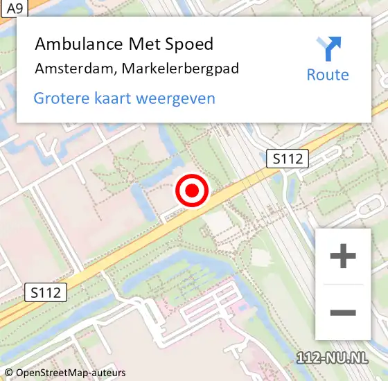 Locatie op kaart van de 112 melding: Ambulance Met Spoed Naar Amsterdam, Markelerbergpad op 30 juni 2024 19:55