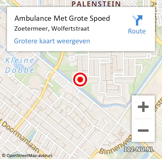 Locatie op kaart van de 112 melding: Ambulance Met Grote Spoed Naar Zoetermeer, Wolfertstraat op 30 juni 2024 20:05