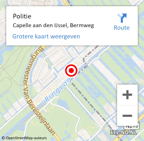 Locatie op kaart van de 112 melding: Politie Capelle aan den IJssel, Bermweg op 30 juni 2024 20:10