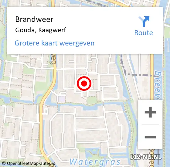 Locatie op kaart van de 112 melding: Brandweer Gouda, Kaagwerf op 30 juni 2024 20:13