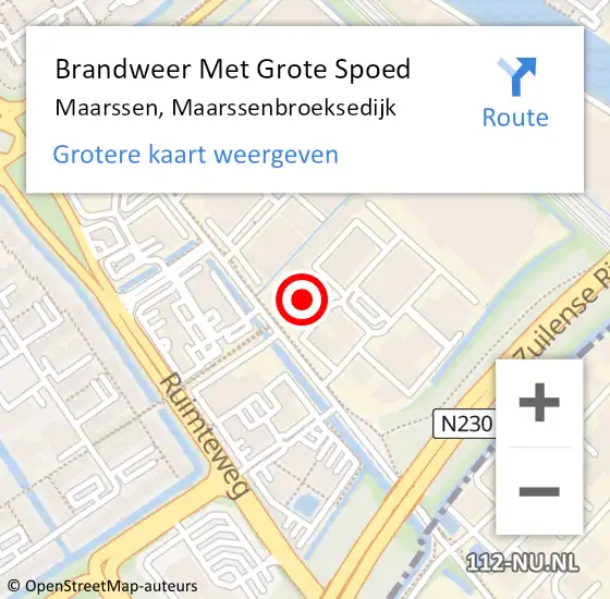 Locatie op kaart van de 112 melding: Brandweer Met Grote Spoed Naar Maarssen, Maarssenbroeksedijk op 30 juni 2024 20:17