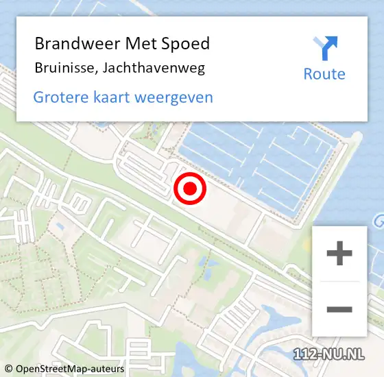 Locatie op kaart van de 112 melding: Brandweer Met Spoed Naar Bruinisse, Jachthavenweg op 30 juni 2024 20:56