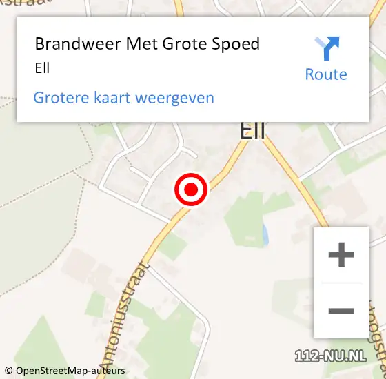 Locatie op kaart van de 112 melding: Brandweer Met Grote Spoed Naar Ell op 30 juni 2024 20:56