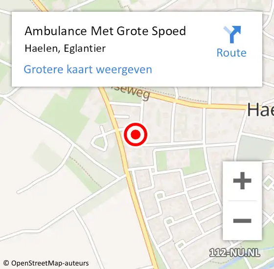 Locatie op kaart van de 112 melding: Ambulance Met Grote Spoed Naar Haelen, Eglantier op 30 juni 2024 21:36