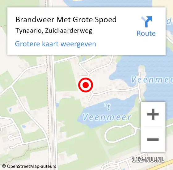 Locatie op kaart van de 112 melding: Brandweer Met Grote Spoed Naar Tynaarlo, Zuidlaarderweg op 30 juni 2024 21:54