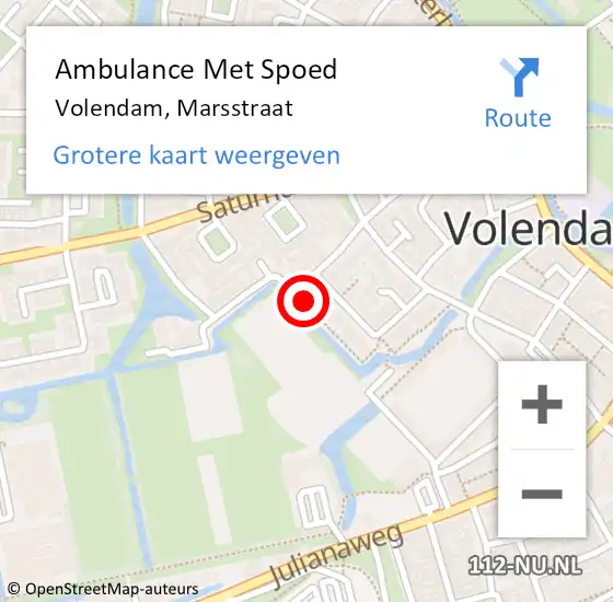 Locatie op kaart van de 112 melding: Ambulance Met Spoed Naar Volendam, Marsstraat op 30 juni 2024 23:03