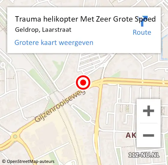 Locatie op kaart van de 112 melding: Trauma helikopter Met Zeer Grote Spoed Naar Geldrop, Laarstraat op 30 juni 2024 23:09