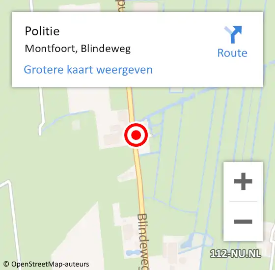 Locatie op kaart van de 112 melding: Politie Montfoort, Blindeweg op 30 juni 2024 23:19