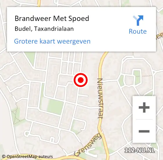 Locatie op kaart van de 112 melding: Brandweer Met Spoed Naar Budel, Taxandrialaan op 30 juni 2024 23:37