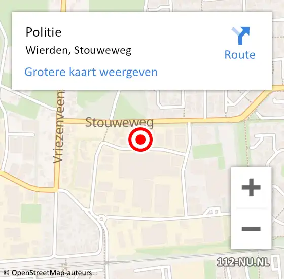 Locatie op kaart van de 112 melding: Politie Wierden, Stouweweg op 30 juni 2024 23:39