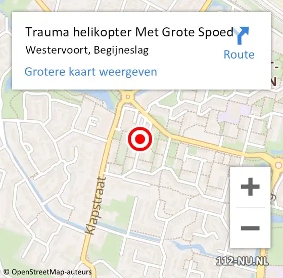 Locatie op kaart van de 112 melding: Trauma helikopter Met Grote Spoed Naar Westervoort, Begijneslag op 30 juni 2024 23:58