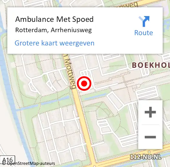 Locatie op kaart van de 112 melding: Ambulance Met Spoed Naar Rotterdam, Arrheniusweg op 1 juli 2024 00:23